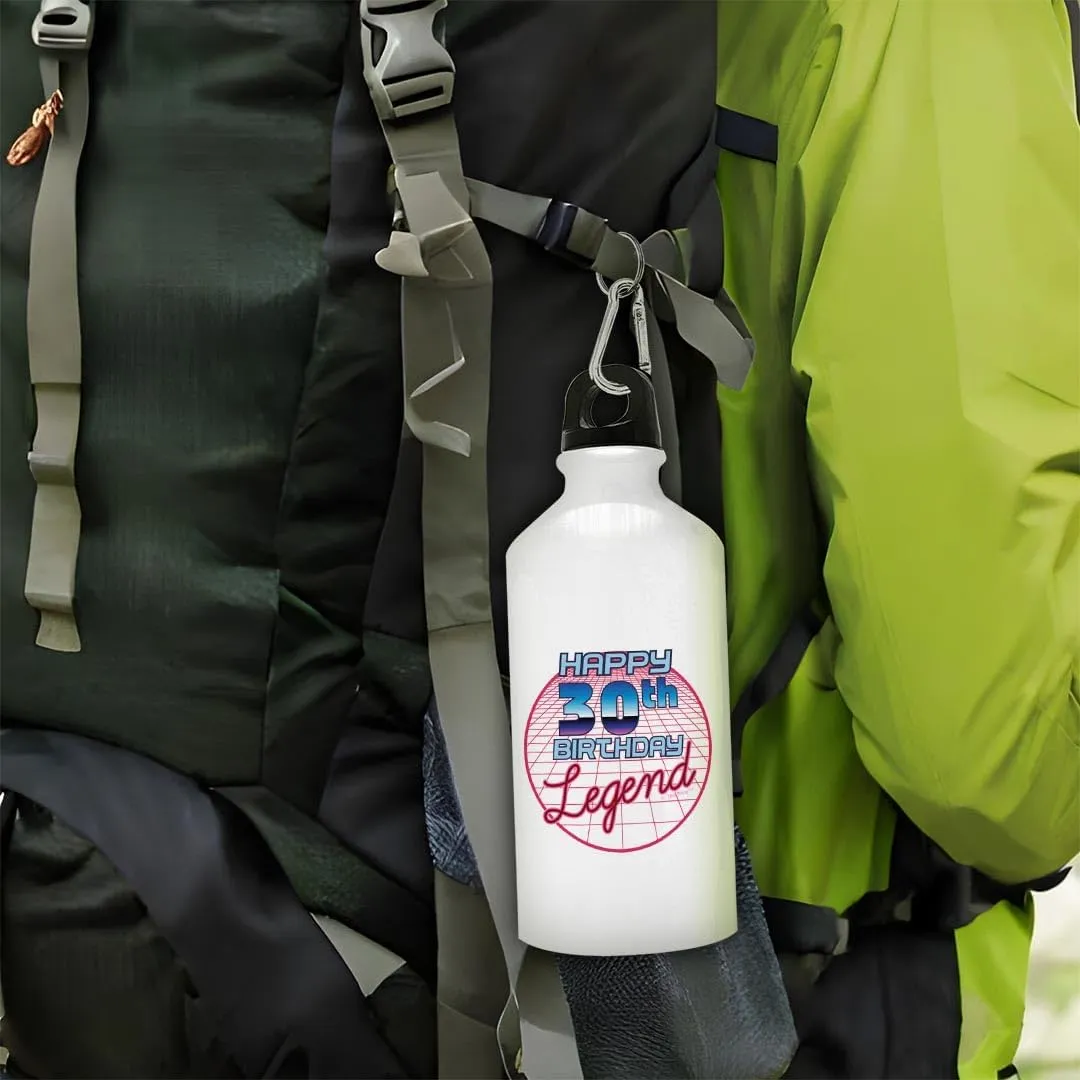 ThisWear 30th Birthday Decorations For Men Happy 30th Birthday Legend 20oz Aluminum Water Bottle with Carabiner Clip & Sport Top
