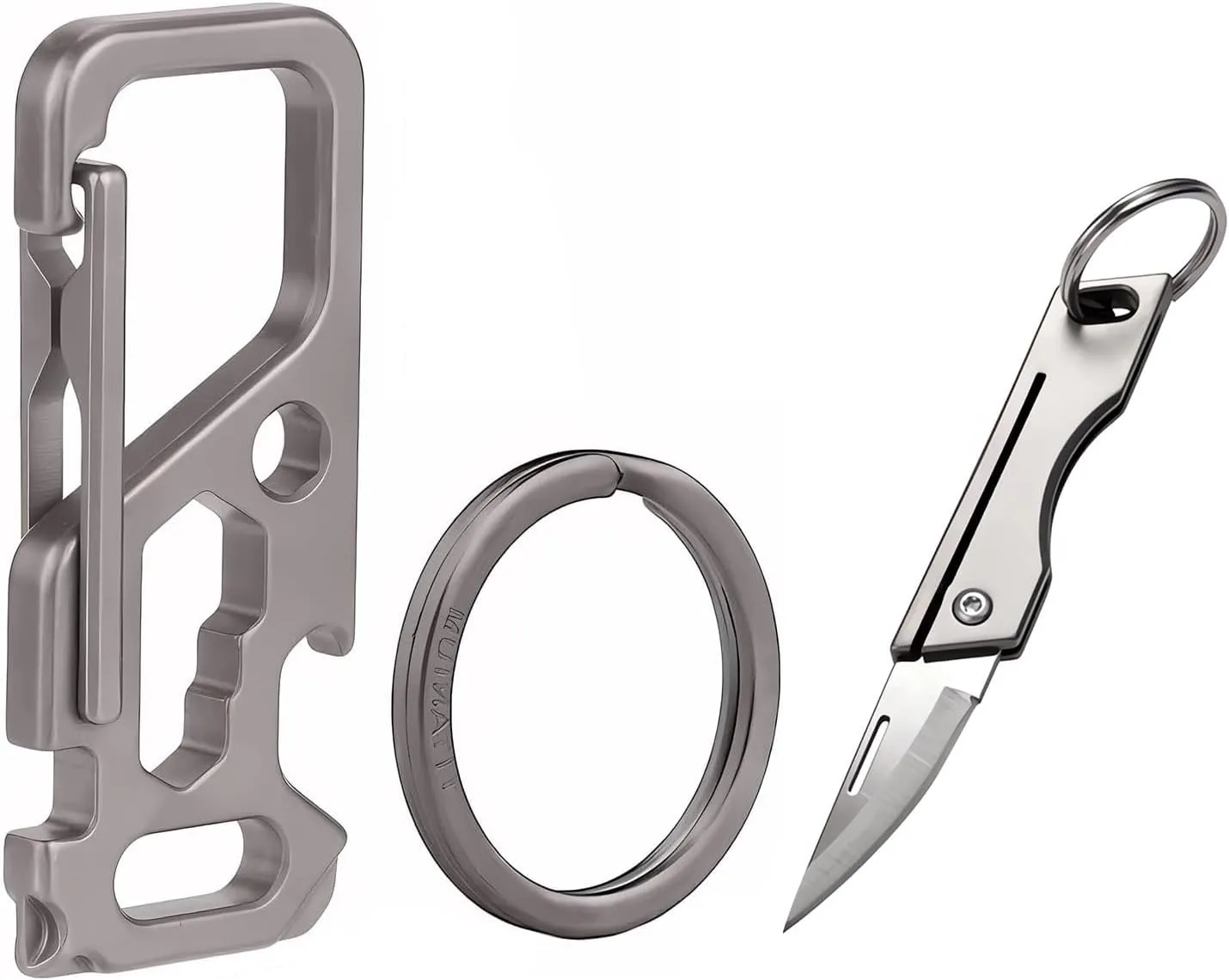 Titanium Carabiner Clips,Heavy Duty Keychain,EDC caribiner,Multifunctional Keychain. Mini PocketKnife,Keychain Knife,Cool EDC Tools,Used for Opening letters,Packages and Boxes