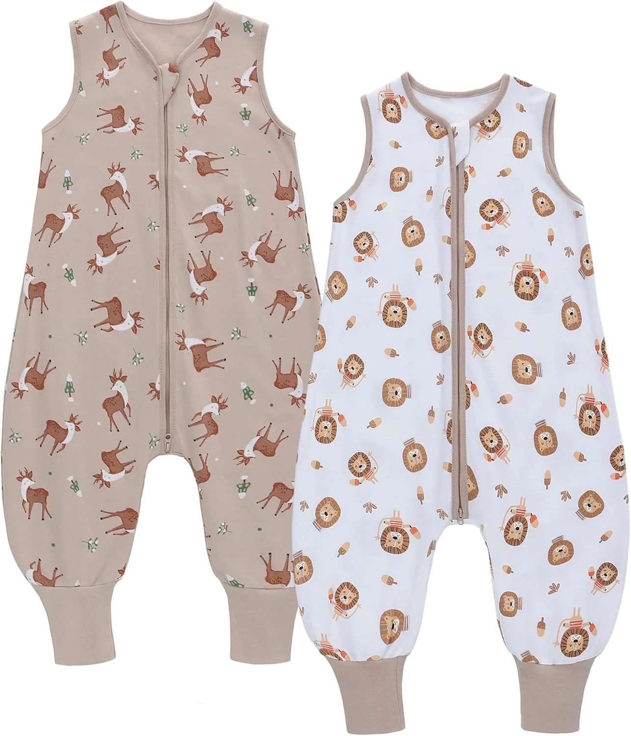 Toddler Sleep Sack with Feet TOG 0.5 Baby Wearable Blankets with Legs Sleeveless Baby Sleeping Bag for Boys Girls, 2 Pack