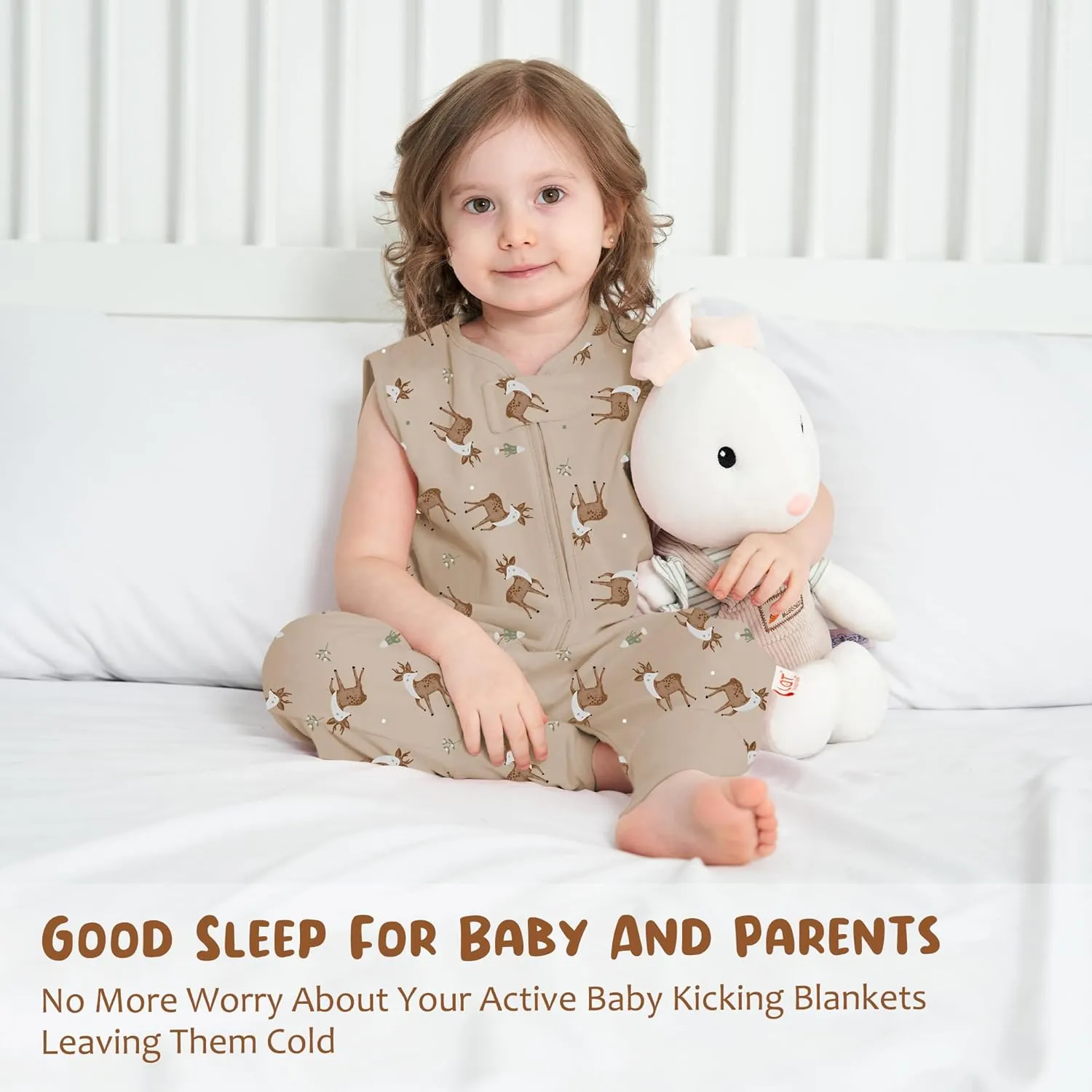 Toddler Sleep Sack with Feet TOG 0.5 Baby Wearable Blankets with Legs Sleeveless Baby Sleeping Bag for Boys Girls, 2 Pack