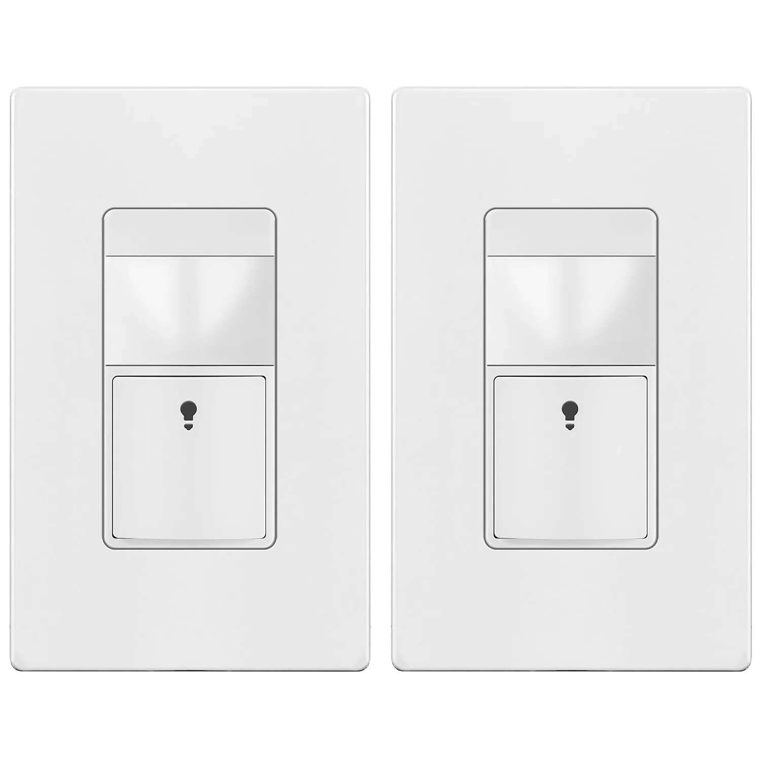 TOPGREENER Motion Sensor Switch, PIR Sensor with Ambient Light Level, 𝐍𝐨 𝐍𝐞𝐮𝐭𝐫𝐚𝐥 𝐑𝐞𝐪𝐮𝐢𝐫𝐞𝐝, Ground Wire Required, Occupancy & Vacancy Modes, Single Pole, TDOS5-JM-W-2PCS, White