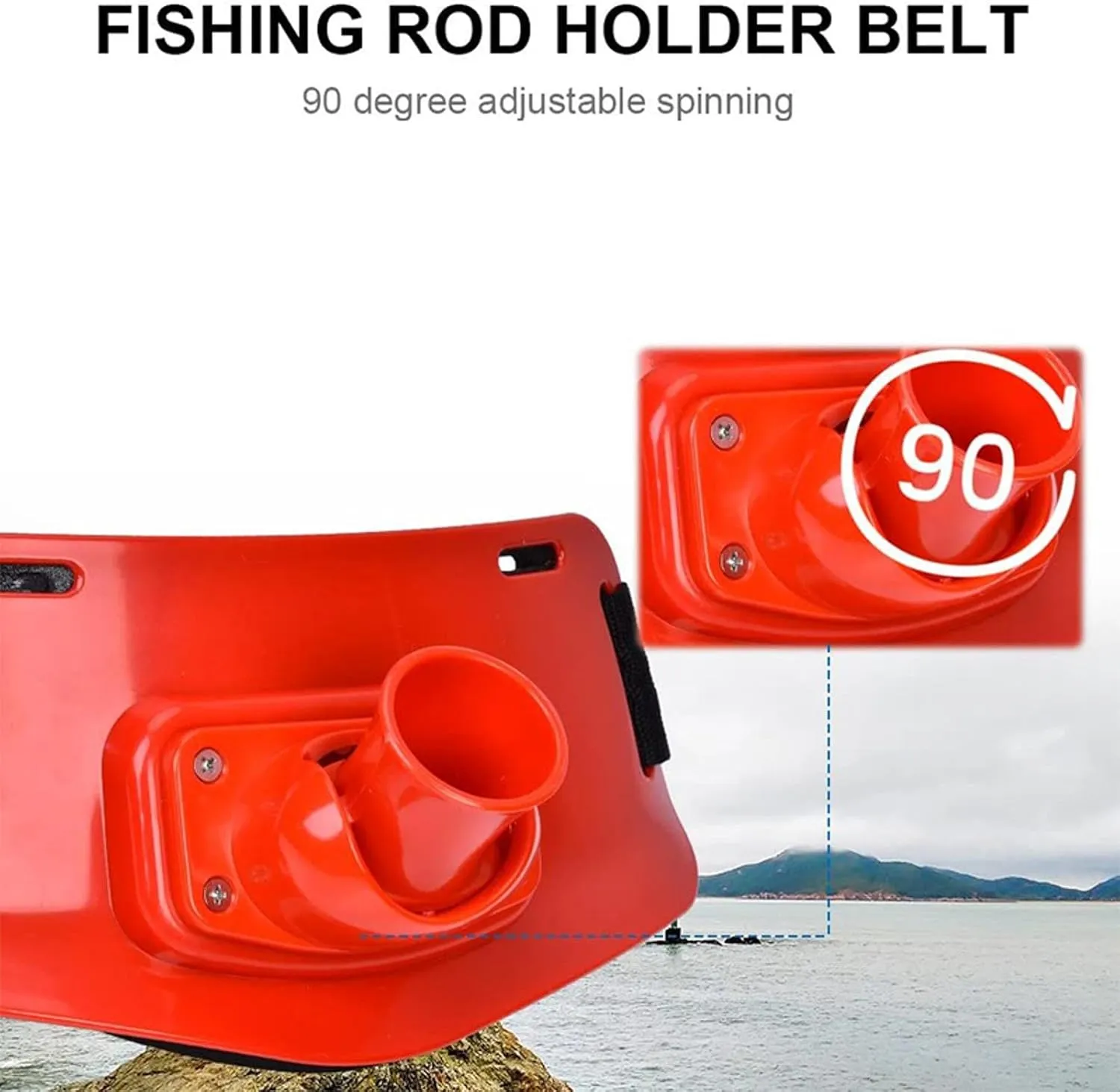 TopHomer Fighting Rod Pole Holder 90 Degree Adjustable Waist Gimbal Belt Padded Fishing Waist Belt Professional Fishermen Gimbal Pad for Boat Fishing and Rock Fishing