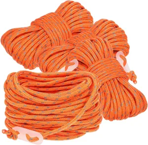 Toyvian Versatile Outdoor Gear 4 Pack 10m Camping Ropes Reflective Trim Cord for Hiking Climbing Tent Setup Orange