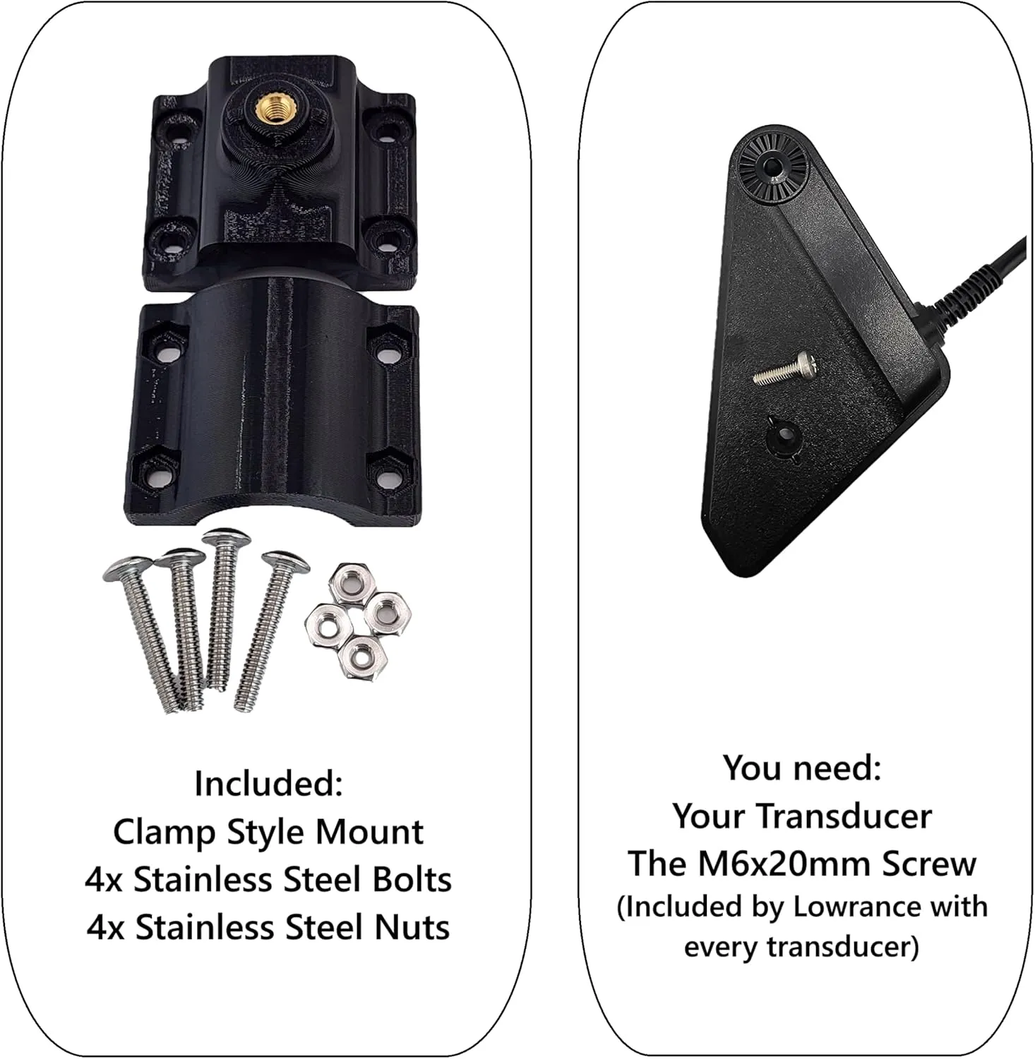 Transducer Mount for Lowrance Eagle Eye 9 - for 3/4" PVC, Summit or HDI Pole, Adjustable Clamp Style for 1" to 1.5" Pole