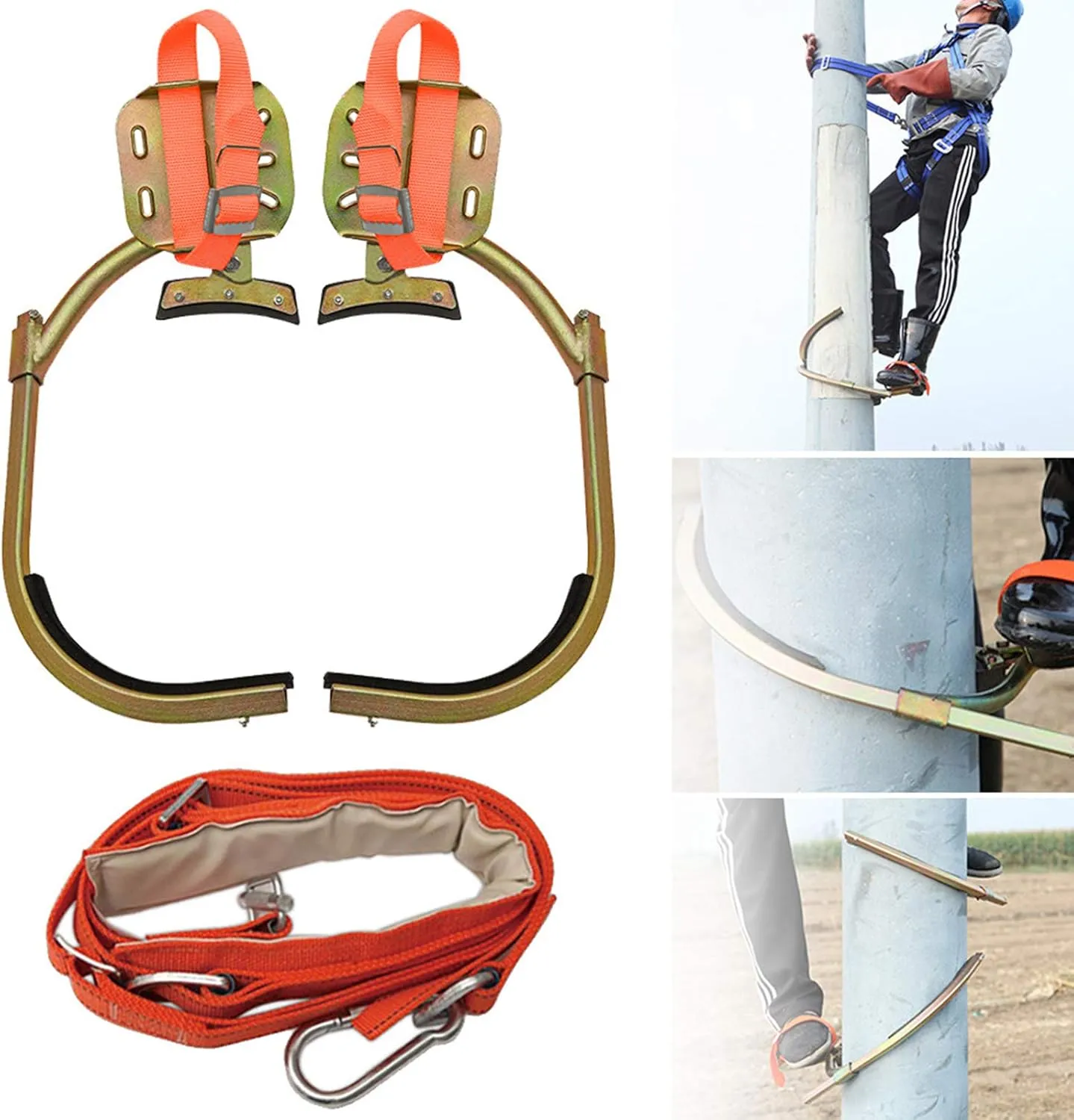 Tree Climbing Gear, Non-Slip Climbing Tree Spikes with Seat Belt, Stainless Steel Climbing Trees Tool for Electric Worker, Hunting Observation, Simple to Use,set-350model