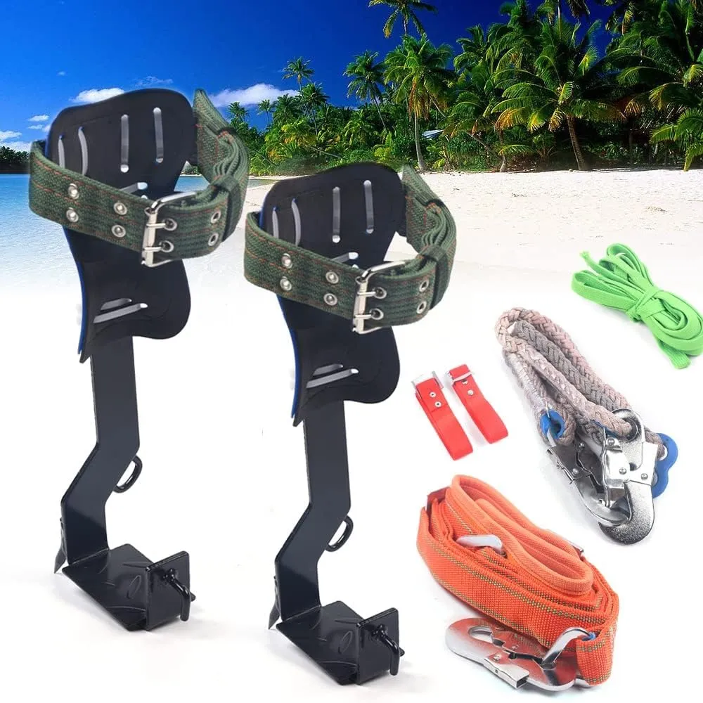 Tree Climbing Spikes 2 Gear with Harness Belt, 304 Stainless Steel Tree Climbing Tool, Pole Climbing Spikes Adjustable Climbing Tree Non-Slip Pedal for Outdoor Activities