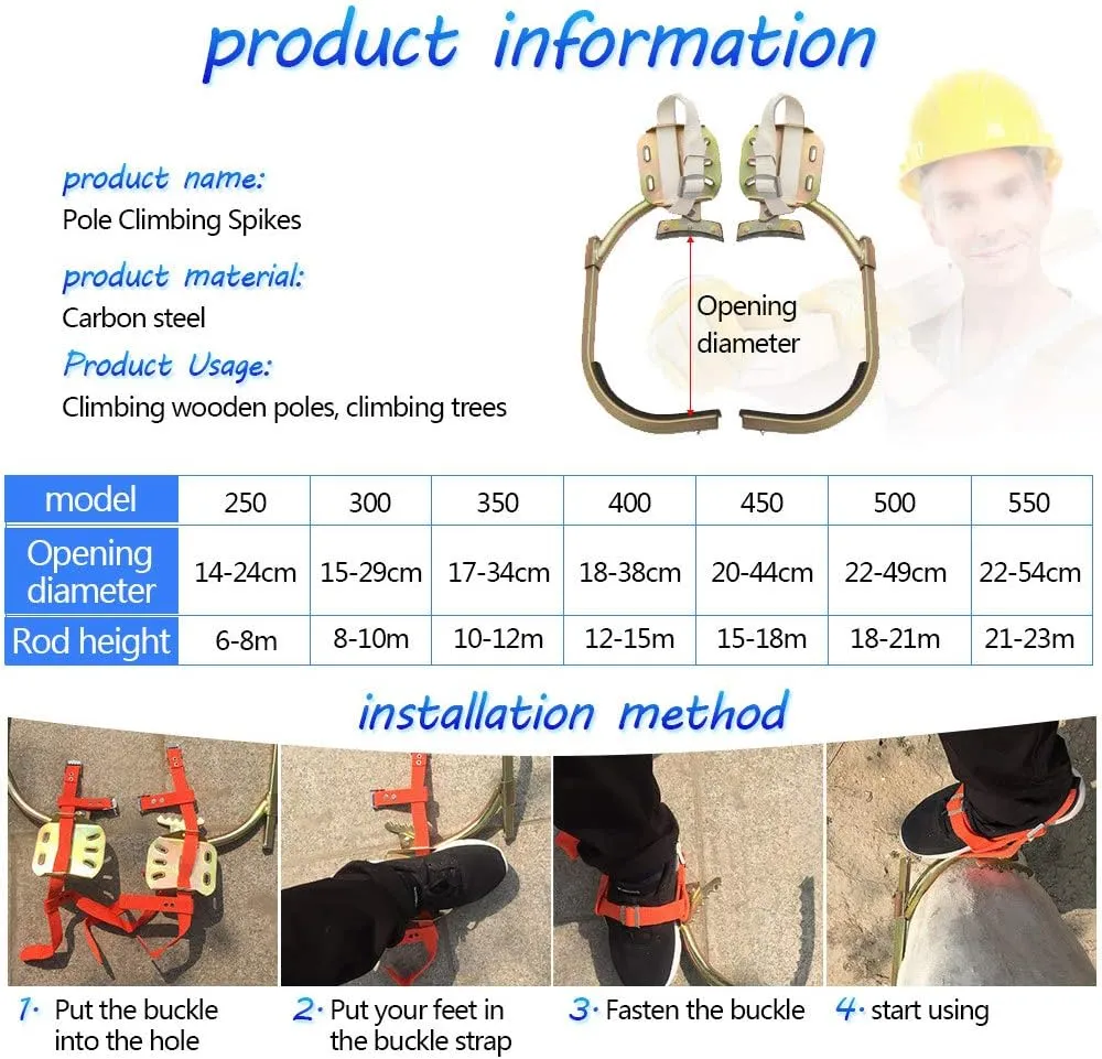 Tree Climbing Tool, Professional Tree Climbing Gear Kit with Seat Belt, Non-Slip Climbing Tree Spikes for Electric Worker, Hunting Observation,400model