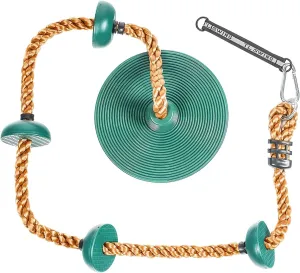 Tree Swing Climbing Rope Set Platforms, Yellow Disc Swings Seat - Outdoor Playground Swing Set Accessories Tree House Flying Saucer Outside Toys, Adjustable Height up to 6.5 FT