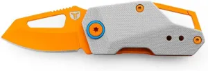 TRUE Berm Keychain Knife | EDC, Everyday Carry, Compact, Versatile, Flipper, Carabiner, Reversible Clip - Orange/Grey