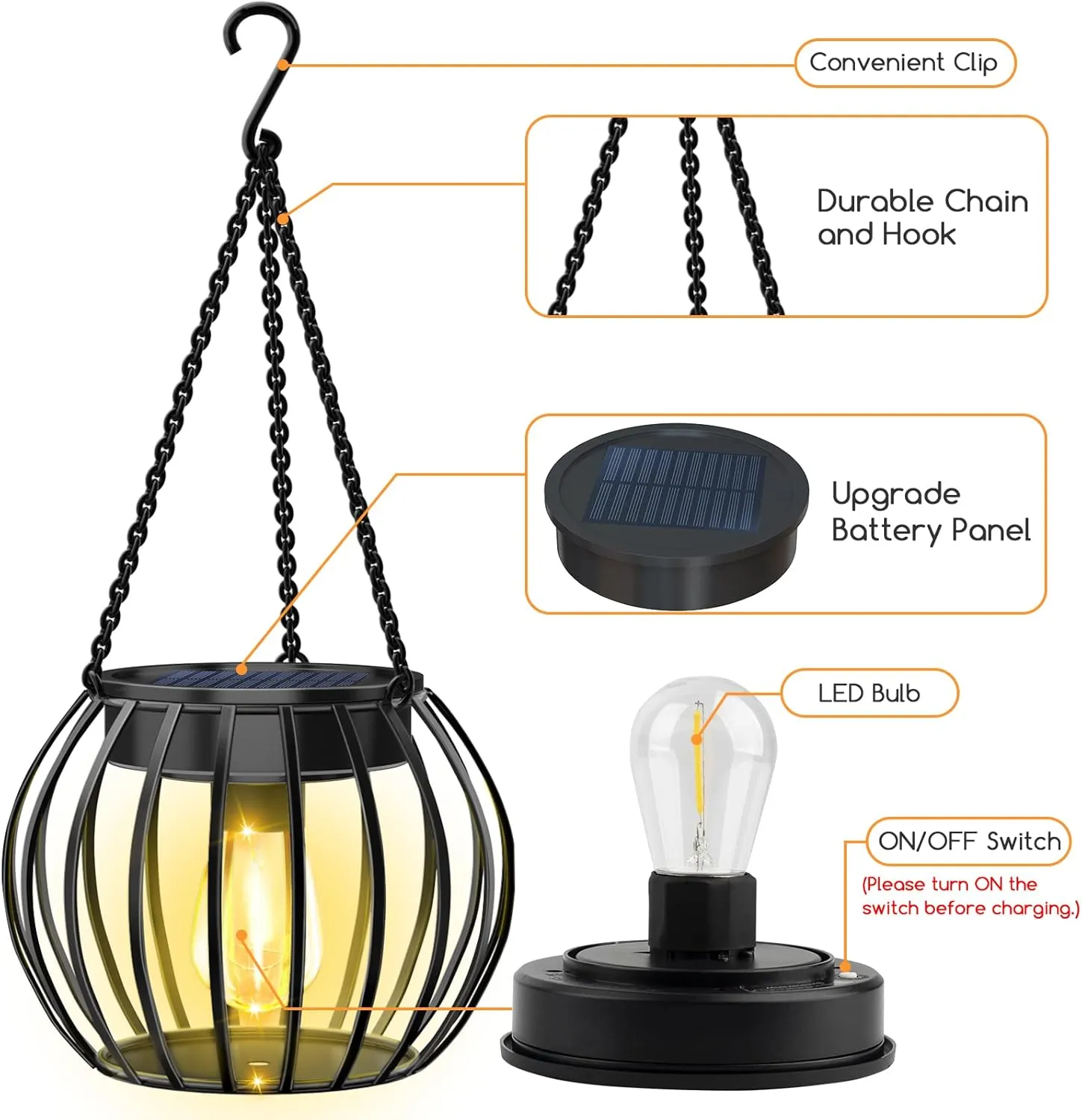 UBright 2 Pack 15" Solar Lights Outdoor Decorative Metal Solar Lanterns Outdoor Waterproof Hanging Lights for Outside Lanterns for Garden Yard Patio