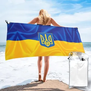 Ukraine Emblem Ukraine Flag Beach Towels for Women Men 31 x 63 inches Bath Towel with Travel Bag Quick Dry Swim Towels for Sport Gift
