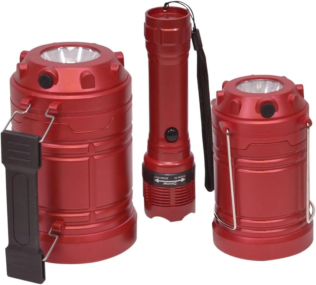 Ultimate Flashlight and Lantern Bundle Set of 3 (Red)