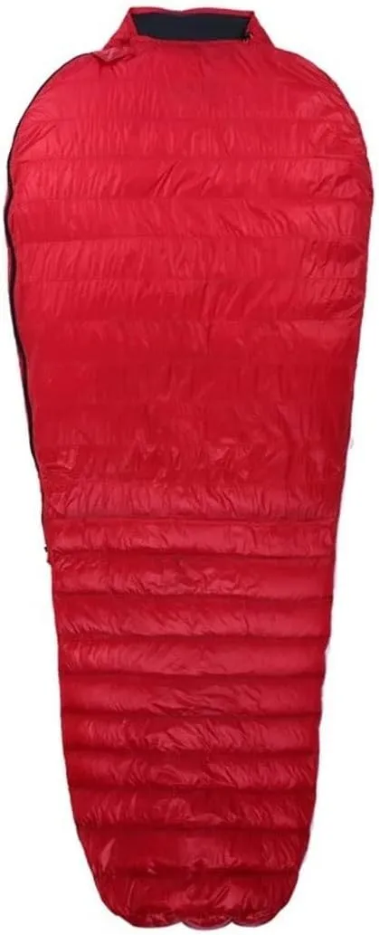 Ultralight White Goose Down Mummy Sleeping Bag for 3 Seasons, Portable and Waterproof, Ideal for Outdoor Camping Hiking (Nano Red, Long)