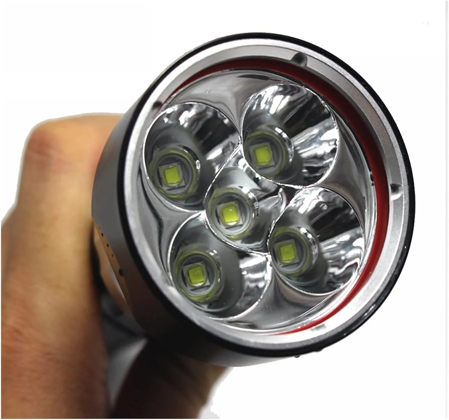 Underwater Lights 50W 3-Mode 8000 Lumen XM-L2 5 X L2 LED Diving Flashlight Torch 200M Underwater Waterproof LED Flash Light Lantern for Outdoor Exploration Under Water Sports (E 1)