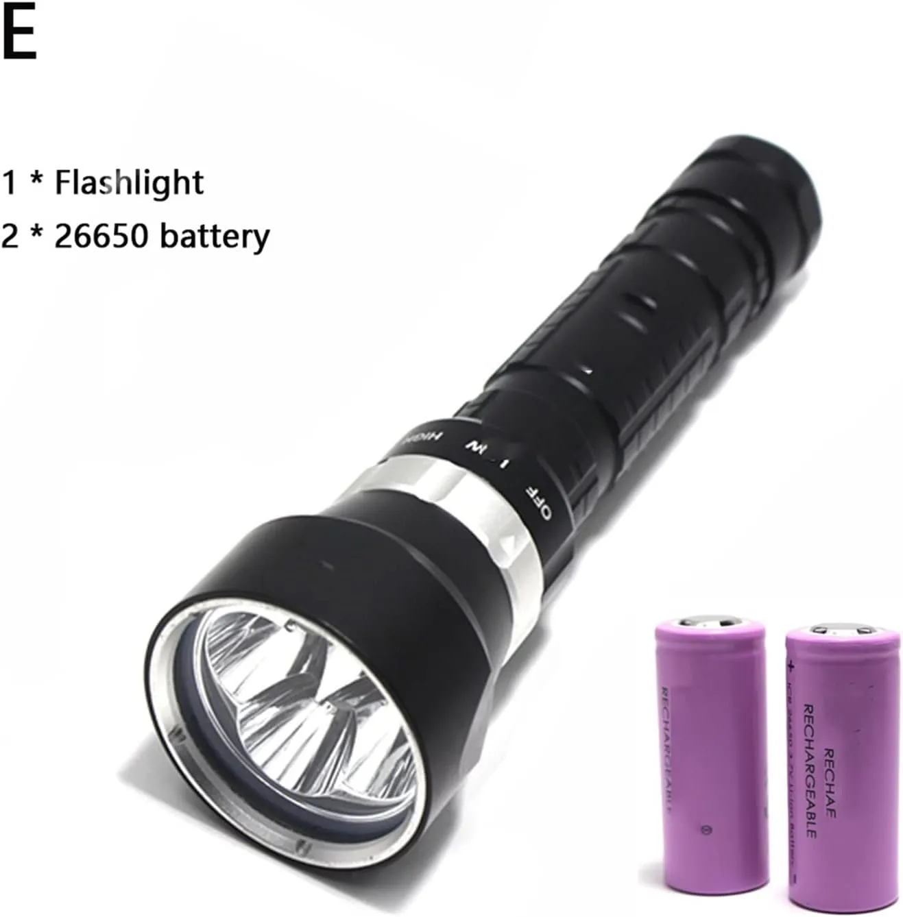 Underwater Lights 50W 3-Mode 8000 Lumen XM-L2 5 X L2 LED Diving Flashlight Torch 200M Underwater Waterproof LED Flash Light Lantern for Outdoor Exploration Under Water Sports (E 1)