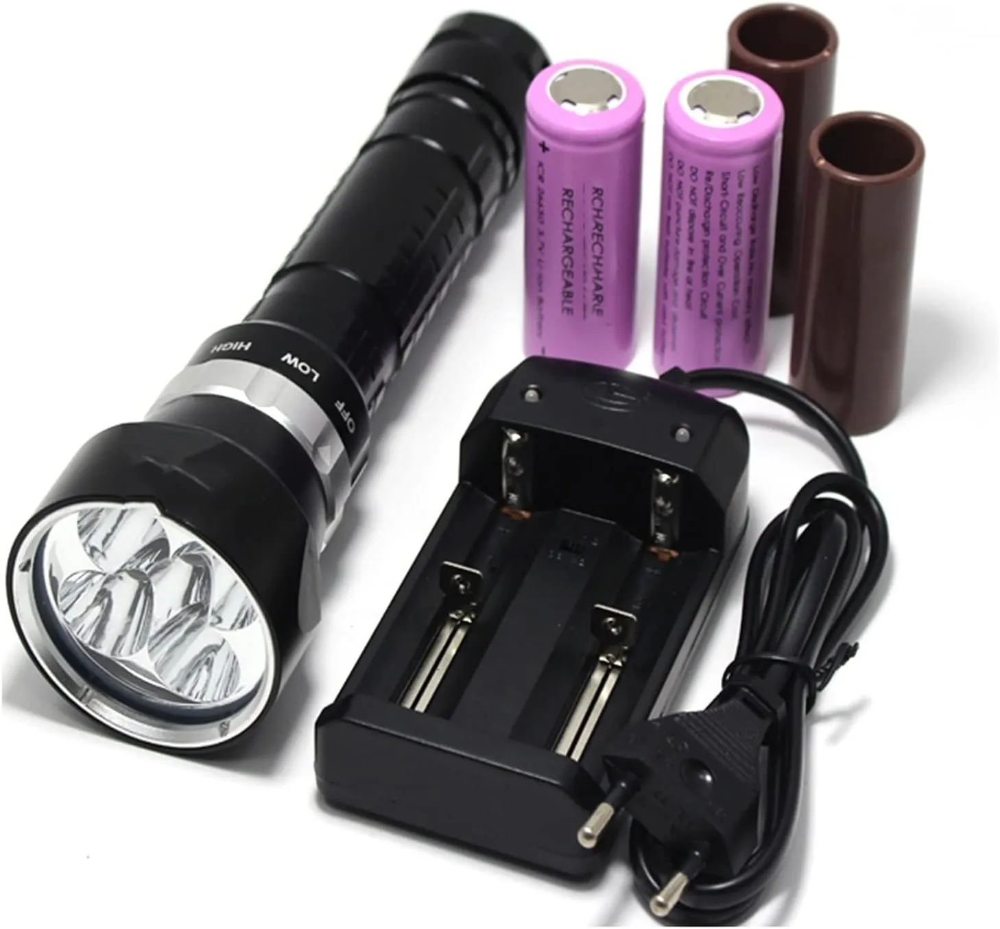 Underwater Lights 50W 3-Mode 8000 Lumen XM-L2 5 X L2 LED Diving Flashlight Torch 200M Underwater Waterproof LED Flash Light Lantern for Outdoor Exploration Under Water Sports (E 1)