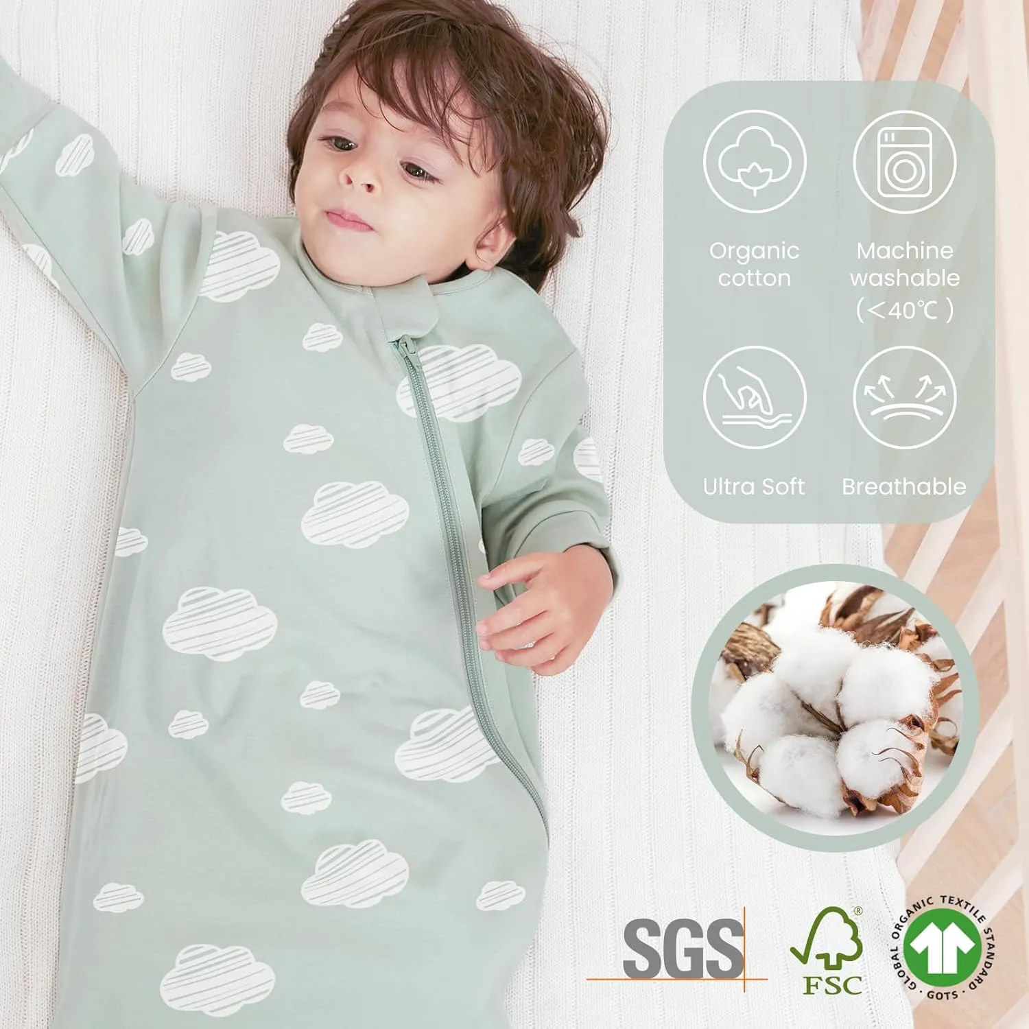 Unisex Sleeping Bag for Babies and Toddlers 1.0 Tog Sleep Sack 18-36Months, Baby Sleep Sack, Newborn Sleep Sack, Wearable Blanket Baby,One Piece Long Sleeves,Gifts for Baby