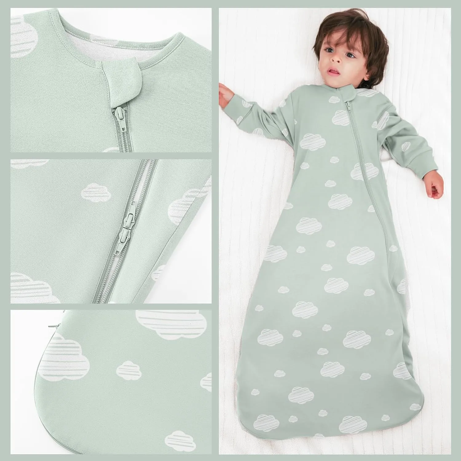 Unisex Sleeping Bag for Babies and Toddlers 1.0 Tog Sleep Sack 18-36Months, Baby Sleep Sack, Newborn Sleep Sack, Wearable Blanket Baby,One Piece Long Sleeves,Gifts for Baby