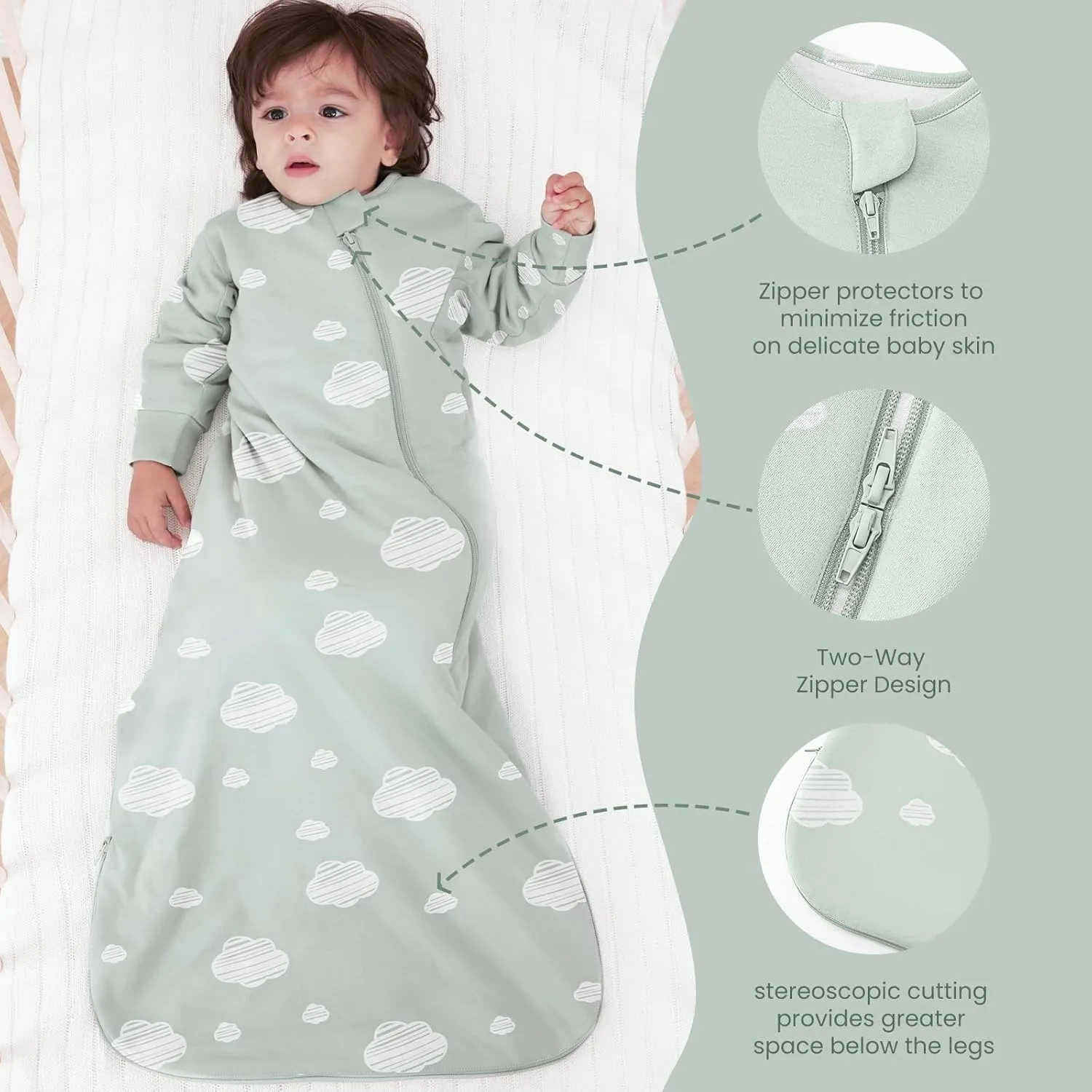 Unisex Sleeping Bag for Babies and Toddlers 1.0 Tog Sleep Sack 18-36Months, Baby Sleep Sack, Newborn Sleep Sack, Wearable Blanket Baby,One Piece Long Sleeves,Gifts for Baby