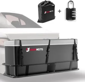 Universal Hitch Cargo Carrier Bag Waterproof 600D PVC Cargo Bag for Hitch Carriers Rainproof Hitch Cargo Carrier Bags for All Vehicles with Steel Trailer Basket Black and Grey (19 Cubic Feet)