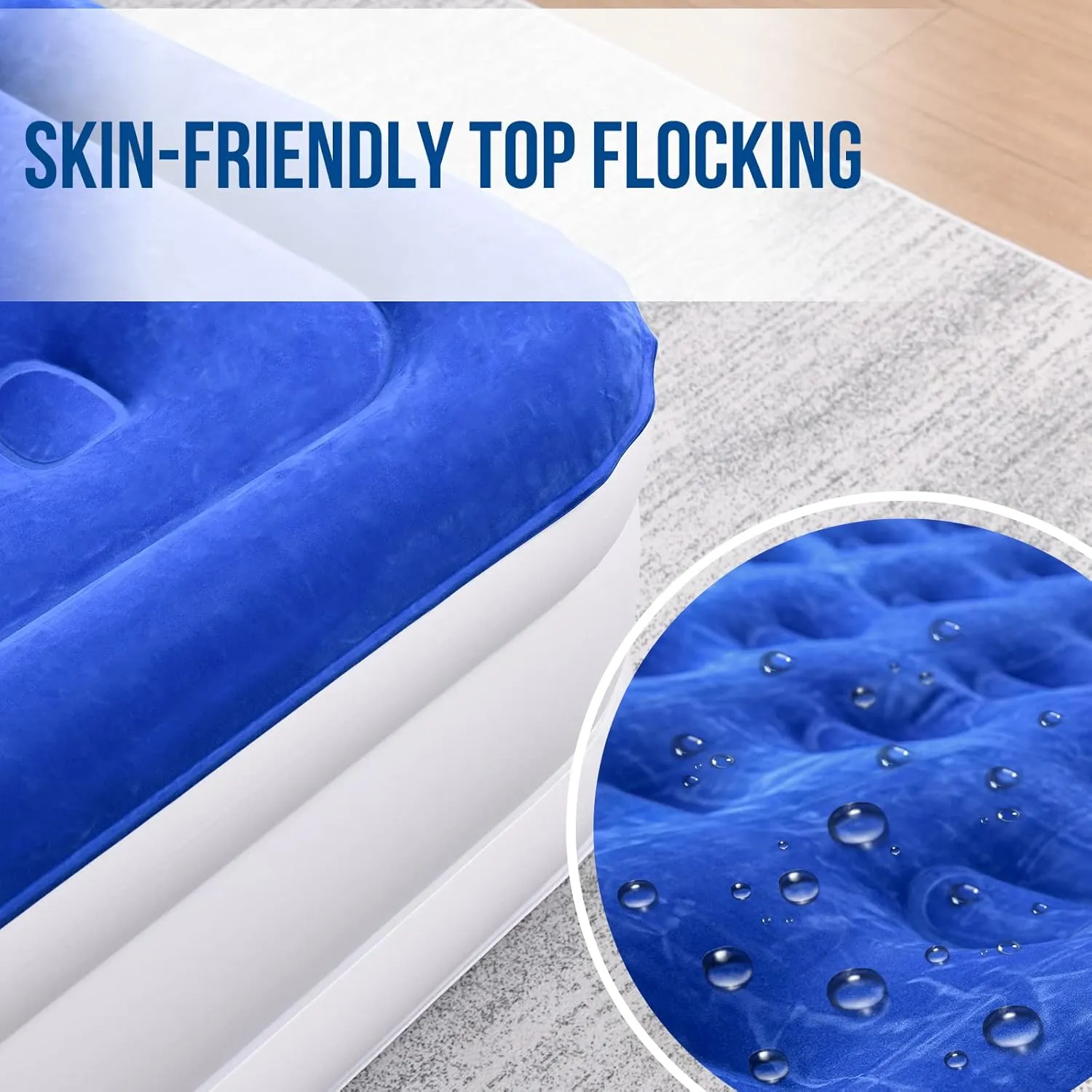 Upgrade Queen Air Mattress with Built-in Pump, Double High Blow Up Mattress for Home, Camping & Guest, 3 Mins Quick Inflate, Inflatable Air Bed with Water Resistant Flocked Top - 18 Inch