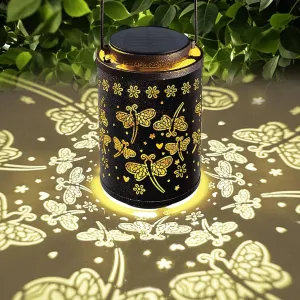 Upgraded Solar Lanterns Outdoor Waterproof Dragonfly Birthday Gifts for Women Mom Grandma - Metal Hanging Solar Lights for Outside Dragonfly Garden Decor for Yard, Patio, Porch & Pathway