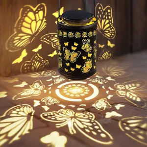 Upgraded Solar Lanterns Outdoor Waterproof Hanging Butterfly Decoration Solar Lights Metal Garden Art Decor for Patio, Yard, Porch, Pathway, Fence, Birthday Gifts for Women