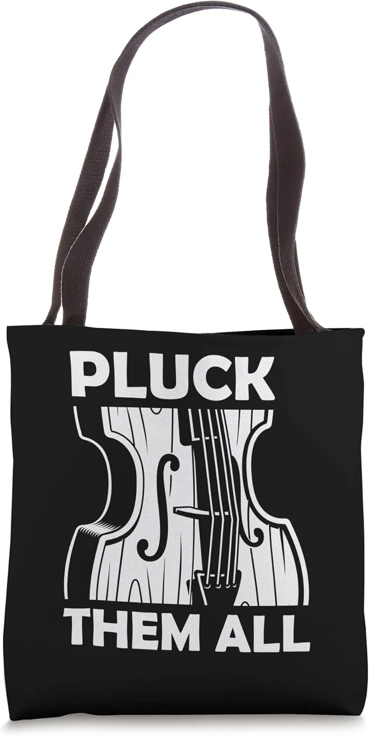 Upright Bass Strings, Pluck Them All, Double Bass Fiddle Tote Bag