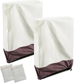 Uranshin Outdoor Folding Chair Covers 2PCS, Zero Gravity Chair Cover 28" W x 13" D x 43" H, Waterproof 210D Oxford Funiture Cover with Storage Bag, Patio Chair Cover for All Weather (Beige & Brown)