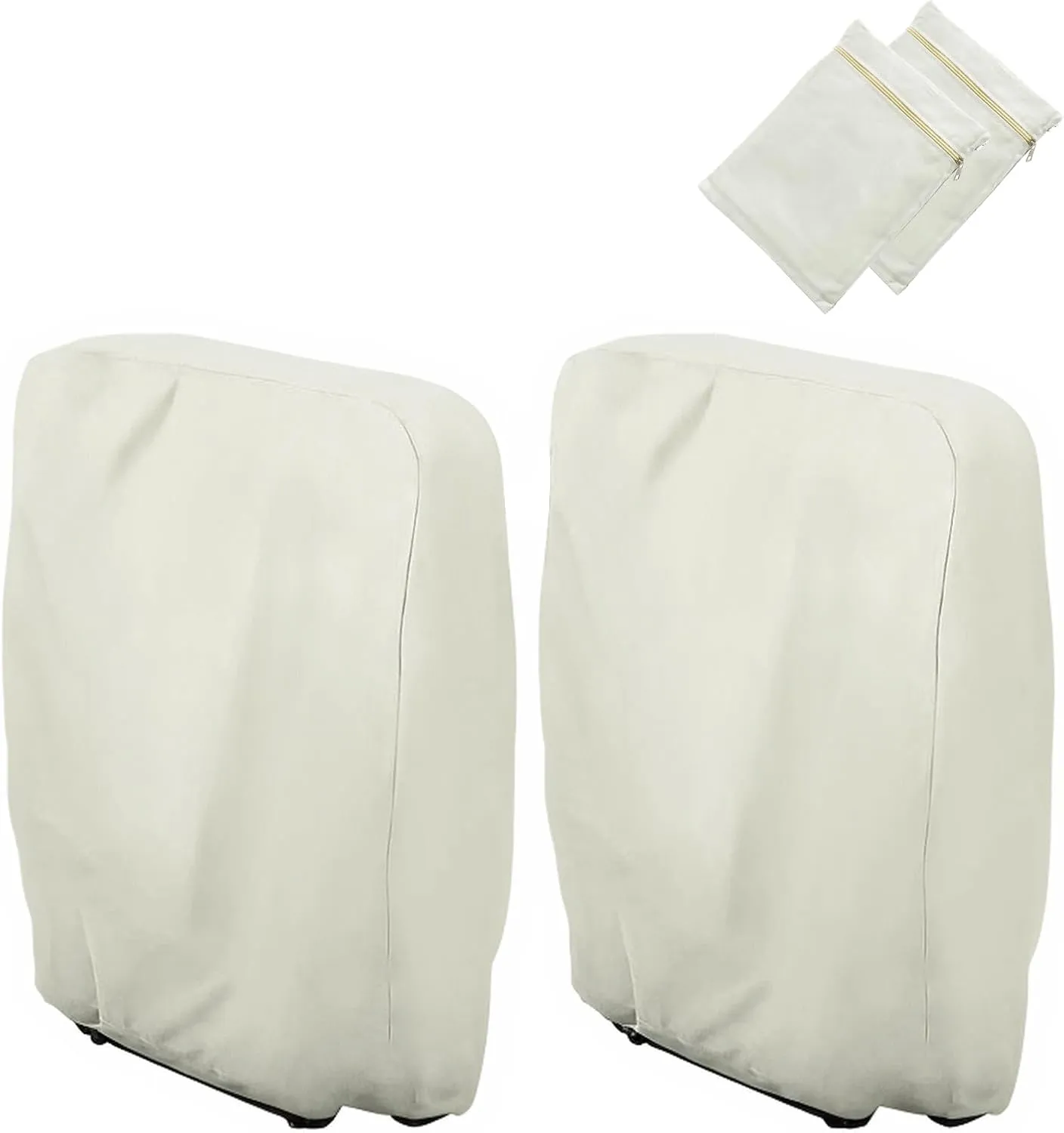 Uranshin Outdoor Folding Chair Covers 2PCS, Zero Gravity Chair Cover 28" W x 13" D x 43" H, Waterproof 210D Oxford Funiture Cover with Storage Bag, Patio Chair Cover for All Weather (Beige)