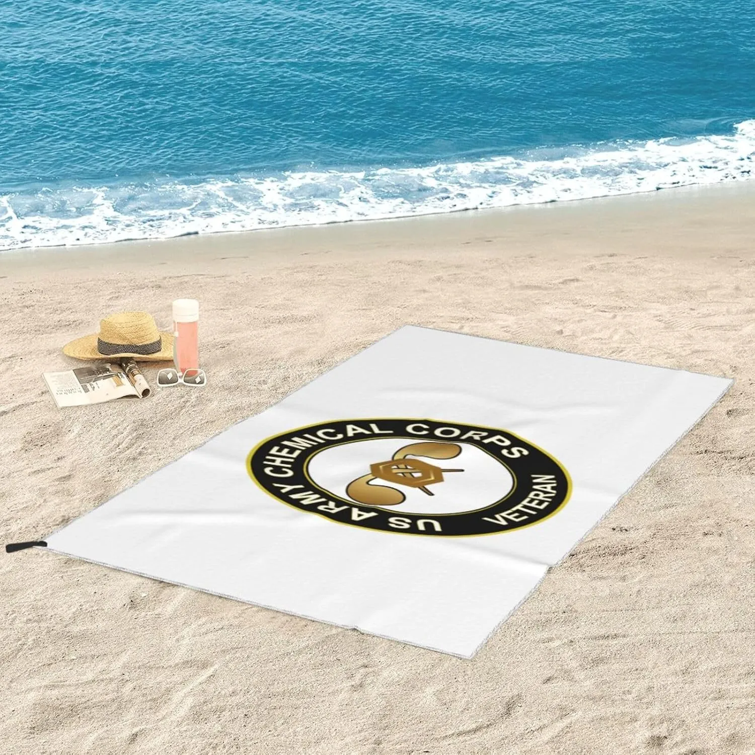 Us Army Chemical Corps Vetera Beach Towel & Bath Towel - Quick Dry, Extra Large, Lightweight, Sand Free - Highly Absorbent Microfiber Towels for Pool, Swimming, Gym, Travel