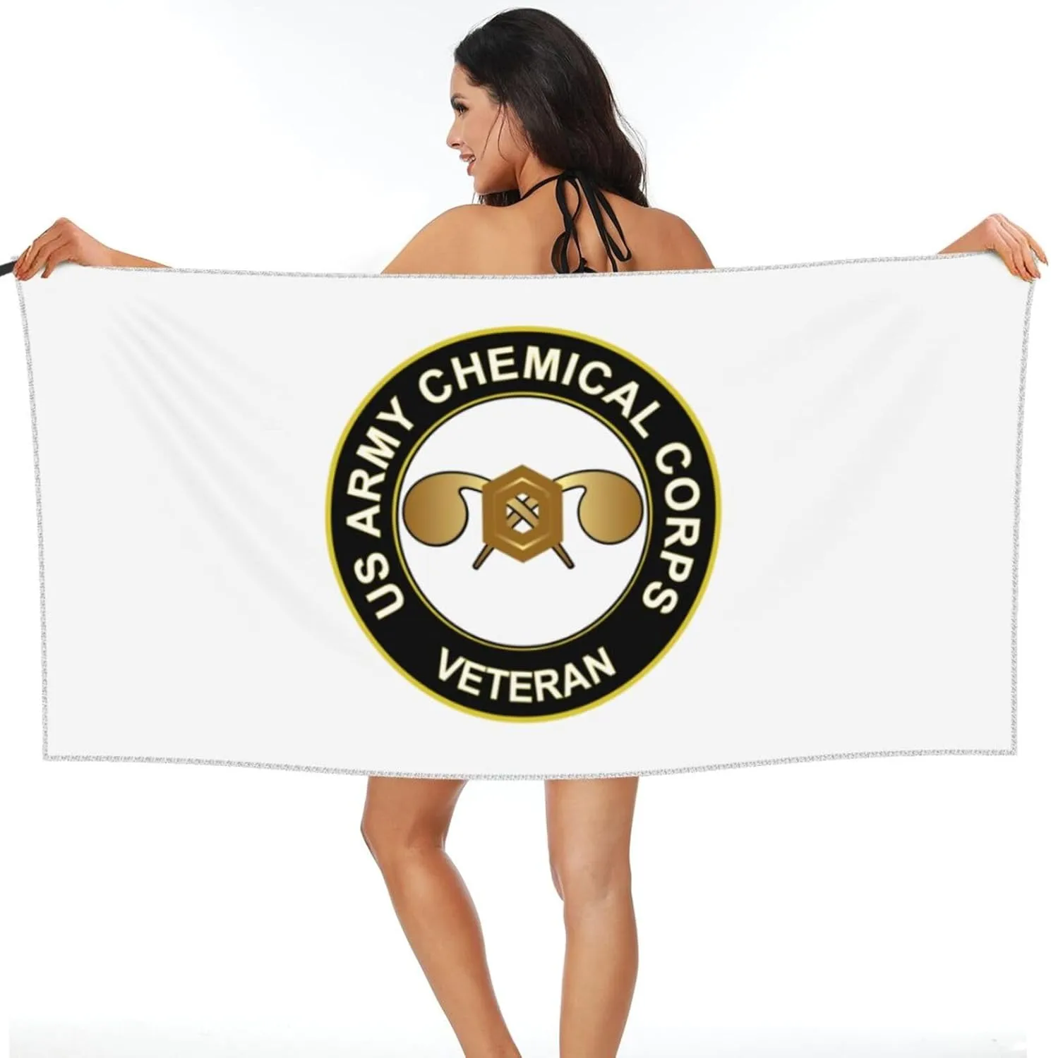 Us Army Chemical Corps Vetera Beach Towel & Bath Towel - Quick Dry, Extra Large, Lightweight, Sand Free - Highly Absorbent Microfiber Towels for Pool, Swimming, Gym, Travel
