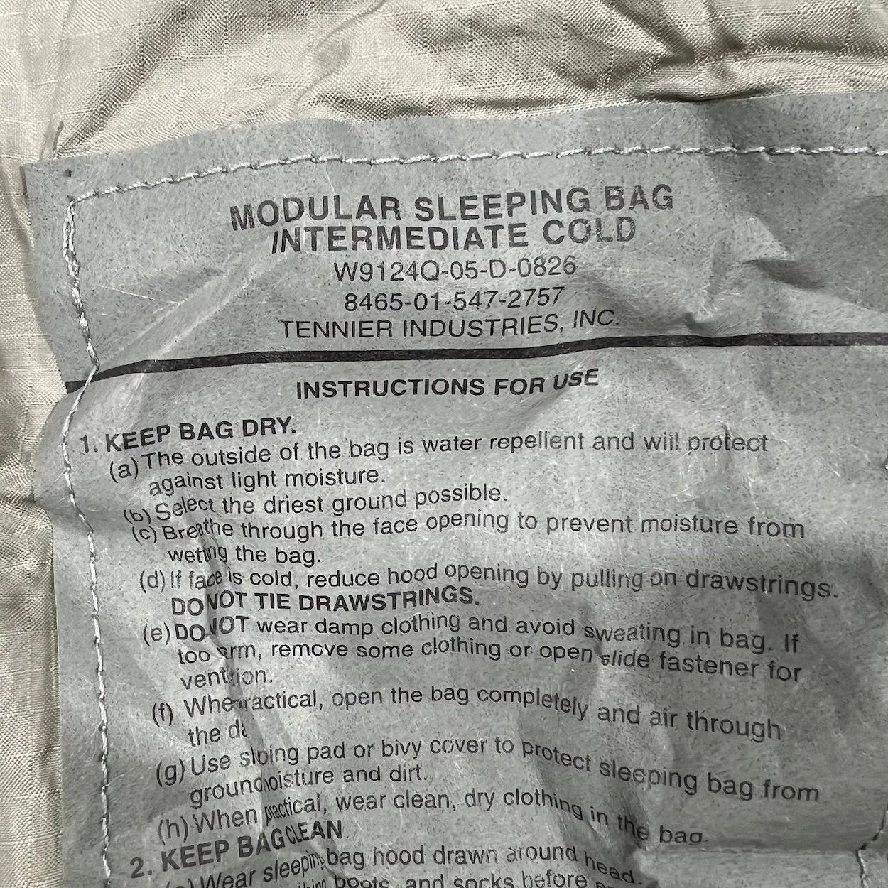 US Military New Sleeping Bag Intermediate Cold Weather Mummy Style