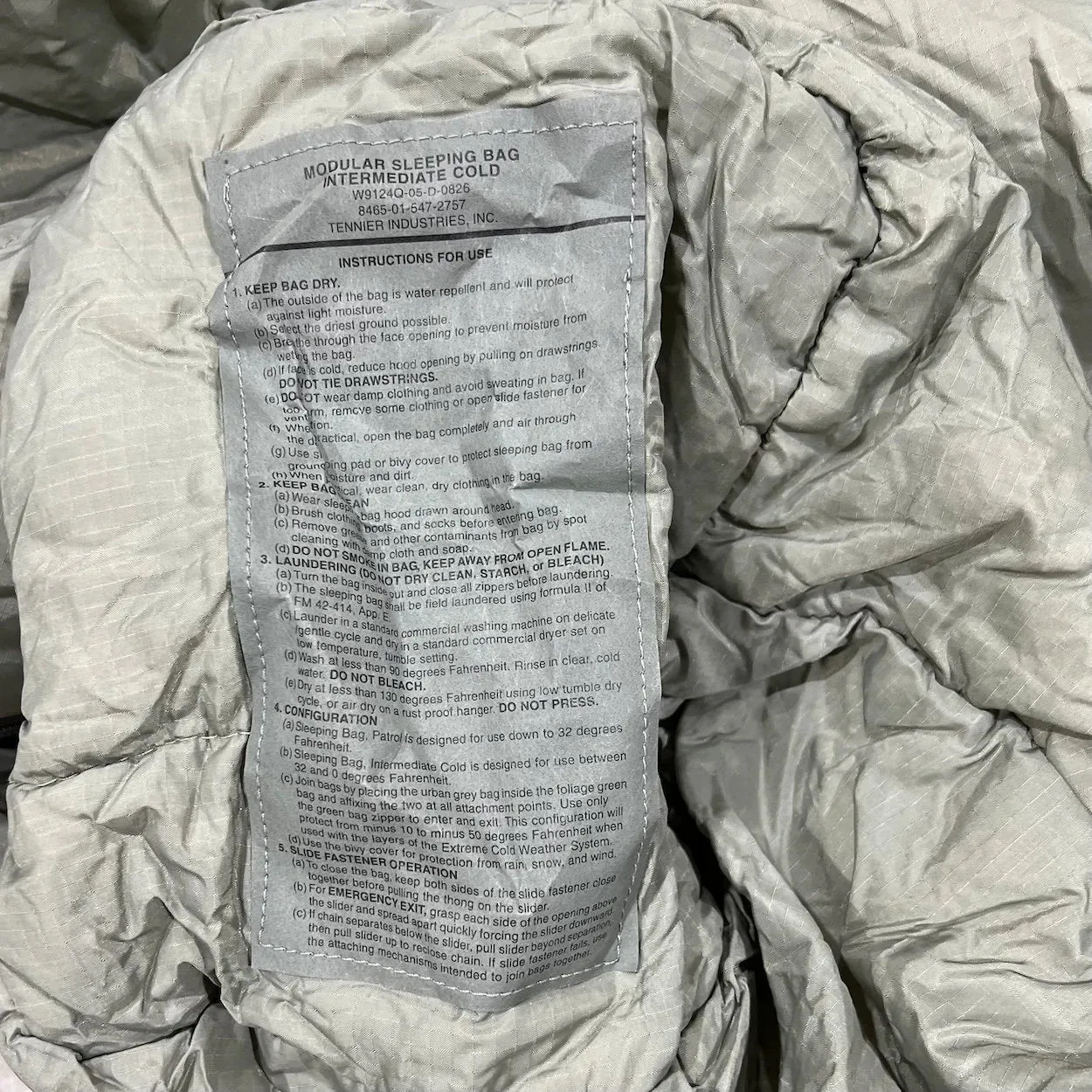 US Military New Sleeping Bag Intermediate Cold Weather Mummy Style
