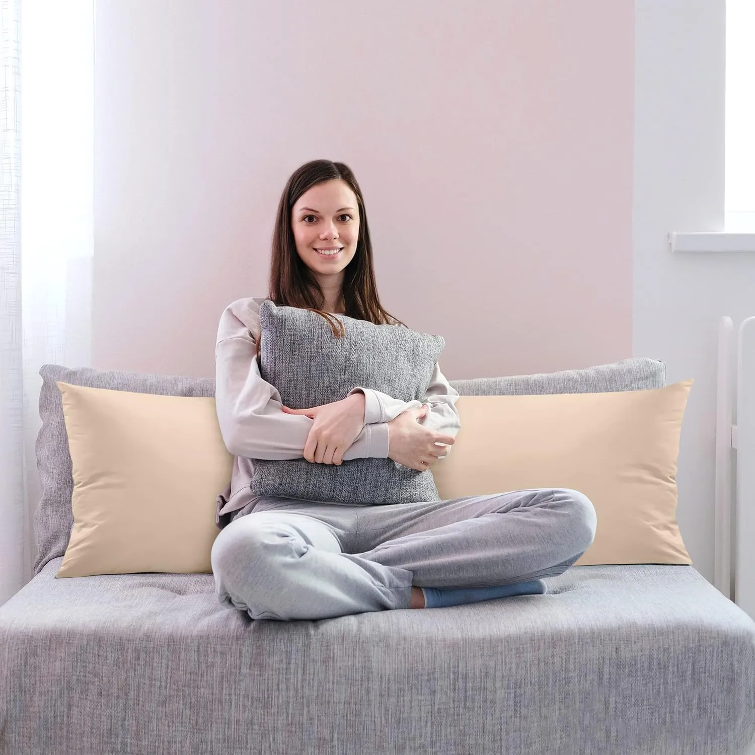 Utopia Bedding Full Body Pillow for Adults (Beige, 20 x 54 Inch), Long Pillow Insert for Sleeping, Ideal for Side Sleepers