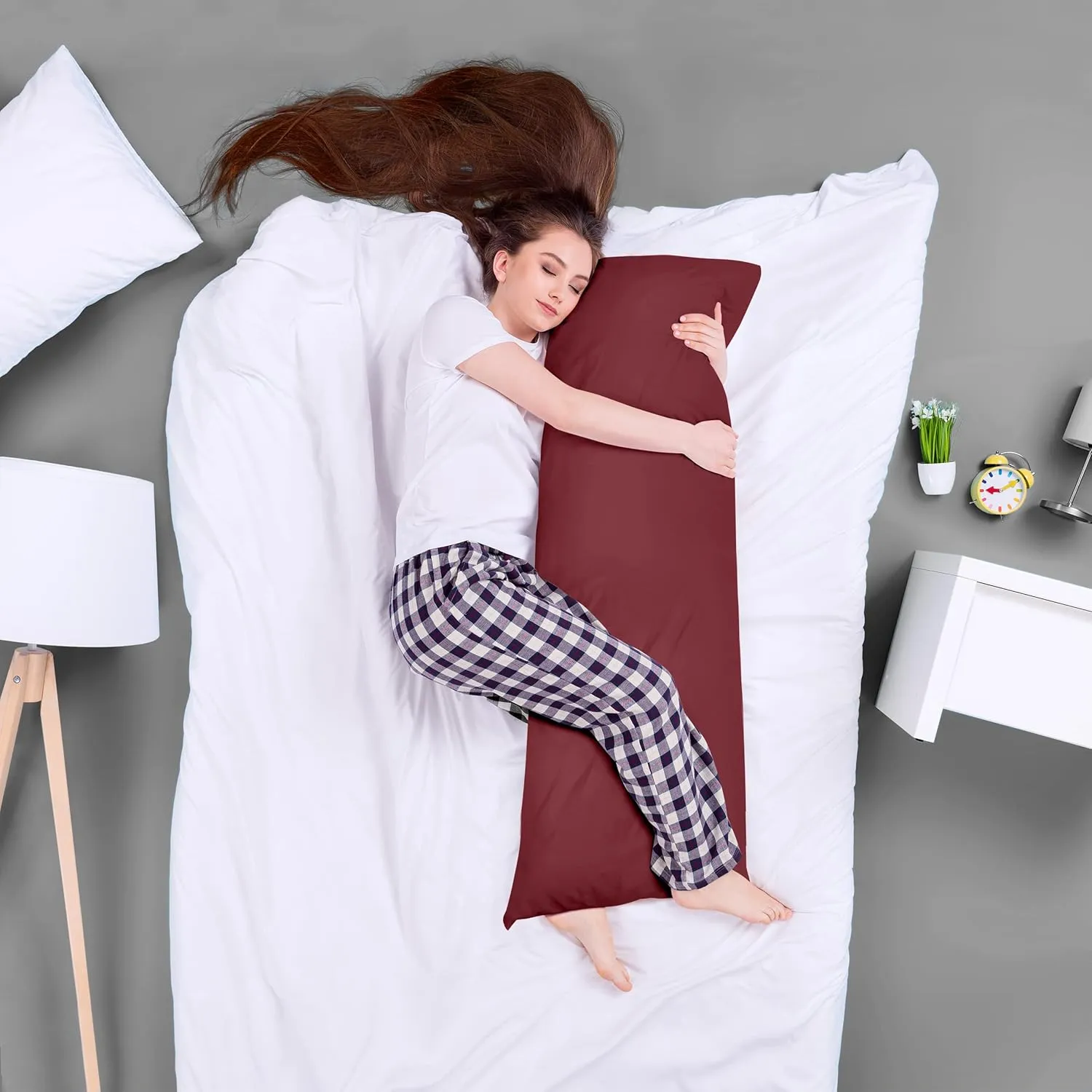 Utopia Bedding Full Body Pillow for Adults (Burgundy, 20 x 54 Inch), Long Pillow Insert for Sleeping, Ideal for Side Sleepers