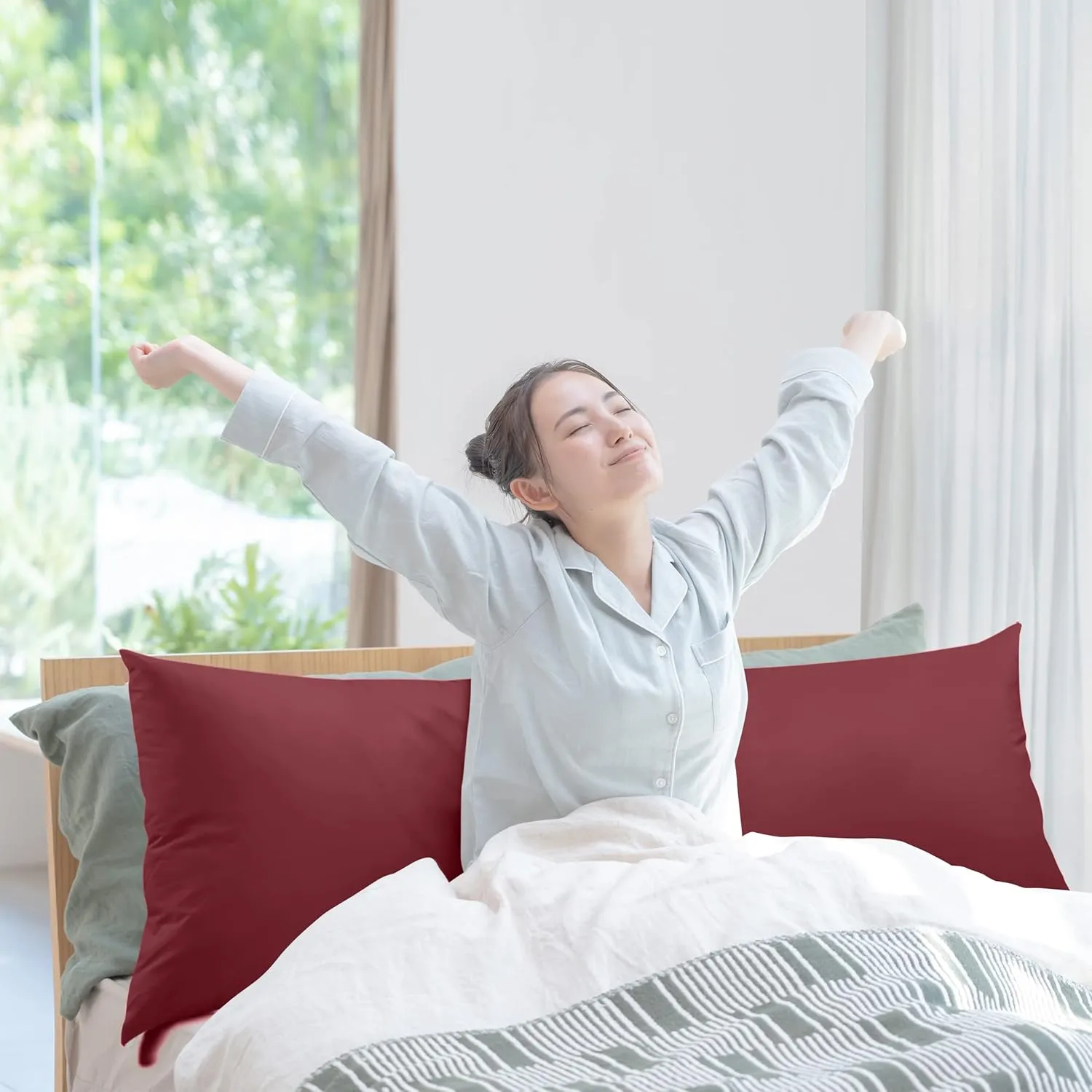 Utopia Bedding Full Body Pillow for Adults (Burgundy, 20 x 54 Inch), Long Pillow Insert for Sleeping, Ideal for Side Sleepers