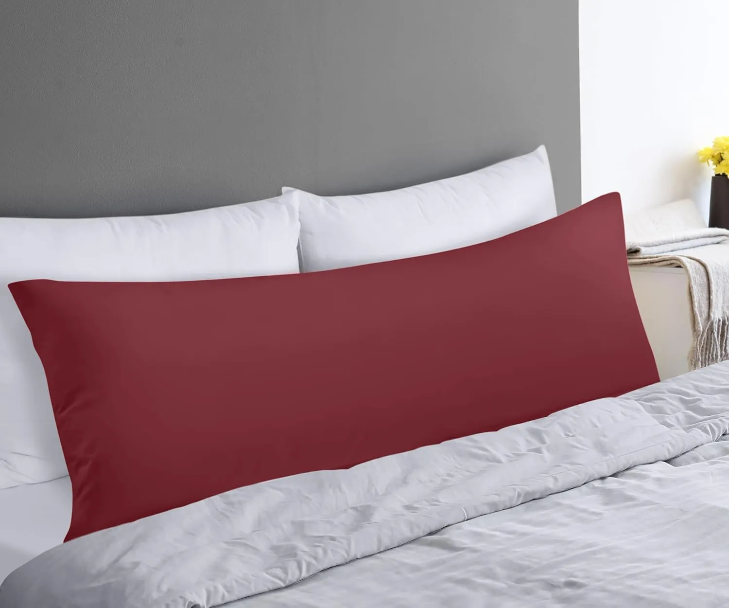 Utopia Bedding Full Body Pillow for Adults (Burgundy, 20 x 54 Inch), Long Pillow Insert for Sleeping, Ideal for Side Sleepers