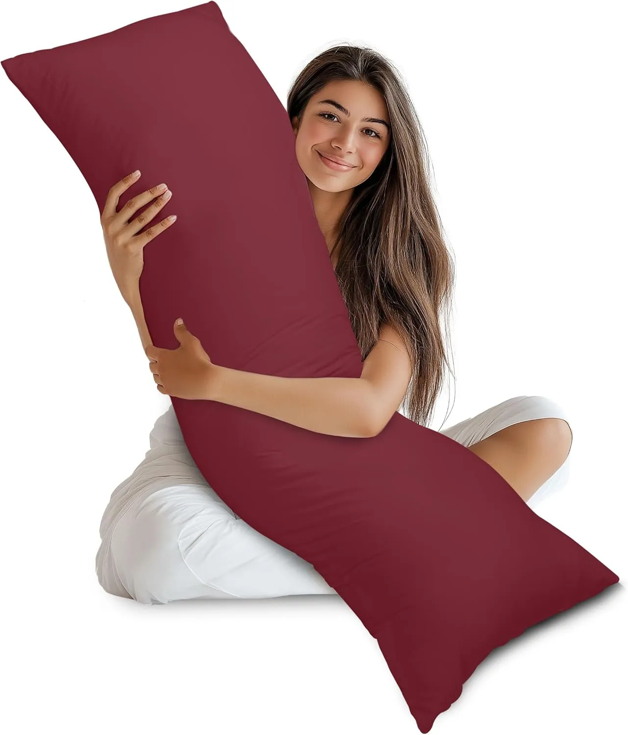Utopia Bedding Full Body Pillow for Adults (Burgundy, 20 x 54 Inch), Long Pillow Insert for Sleeping, Ideal for Side Sleepers