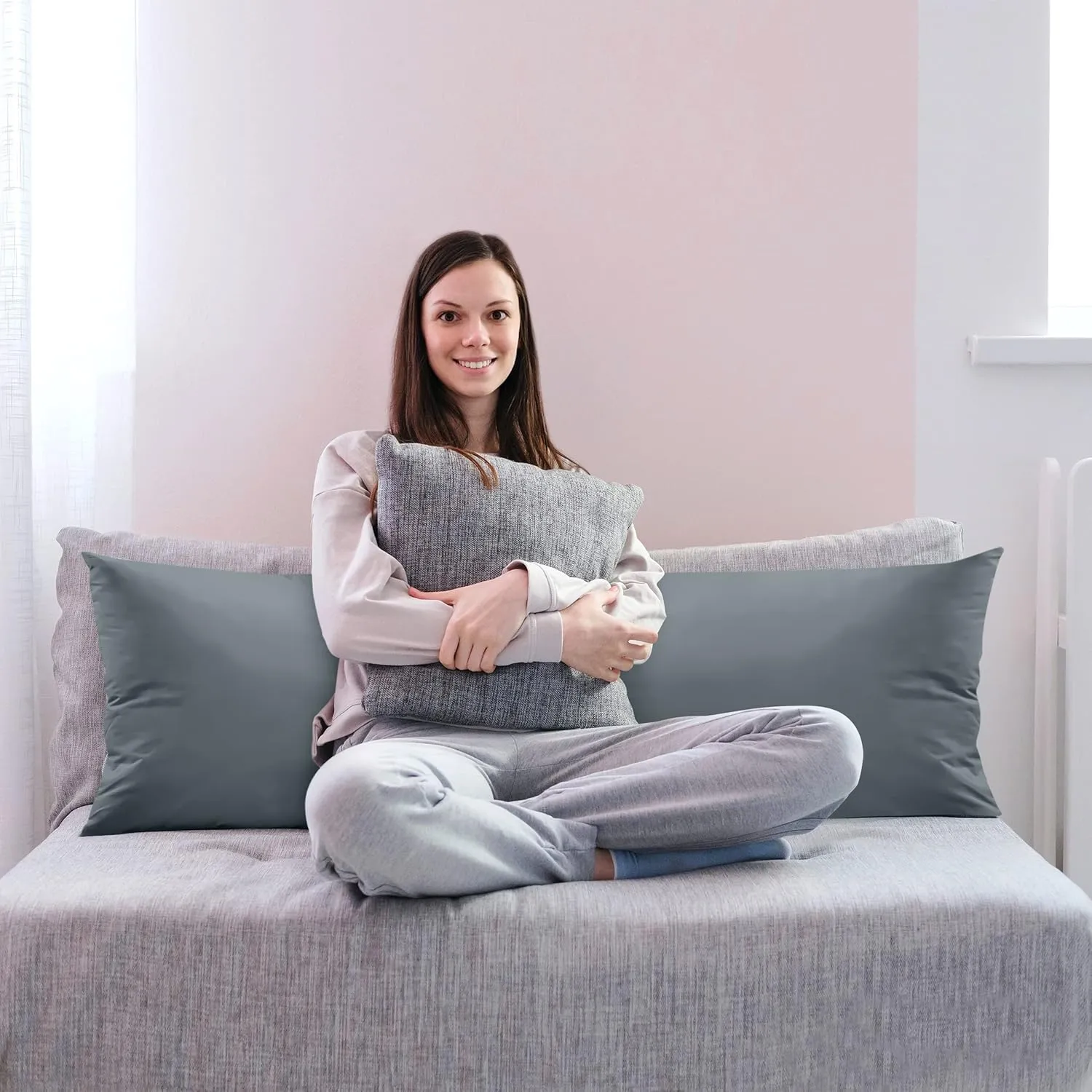 Utopia Bedding Full Body Pillow for Adults (Grey, 20 x 54 Inch), Long Pillow Insert for Sleeping, Ideal for Side Sleepers