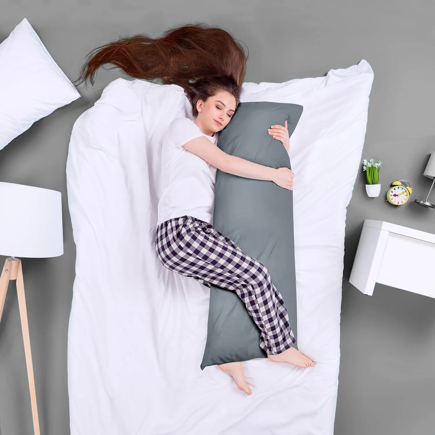 Utopia Bedding Full Body Pillow for Adults (Grey, 20 x 54 Inch), Long Pillow Insert for Sleeping, Ideal for Side Sleepers