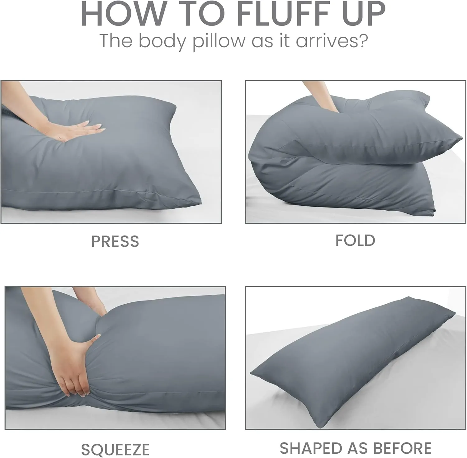 Utopia Bedding Full Body Pillow for Adults (Grey, 20 x 54 Inch), Long Pillow Insert for Sleeping, Ideal for Side Sleepers