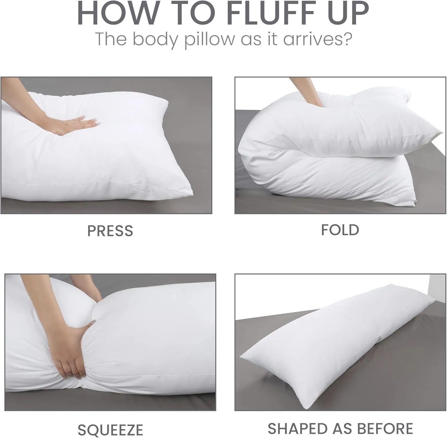 Utopia Bedding Full Body Pillow for Adults (White, 20 x 54 Inch), Long Pillow Insert for Sleeping, Ideal for Side Sleepers