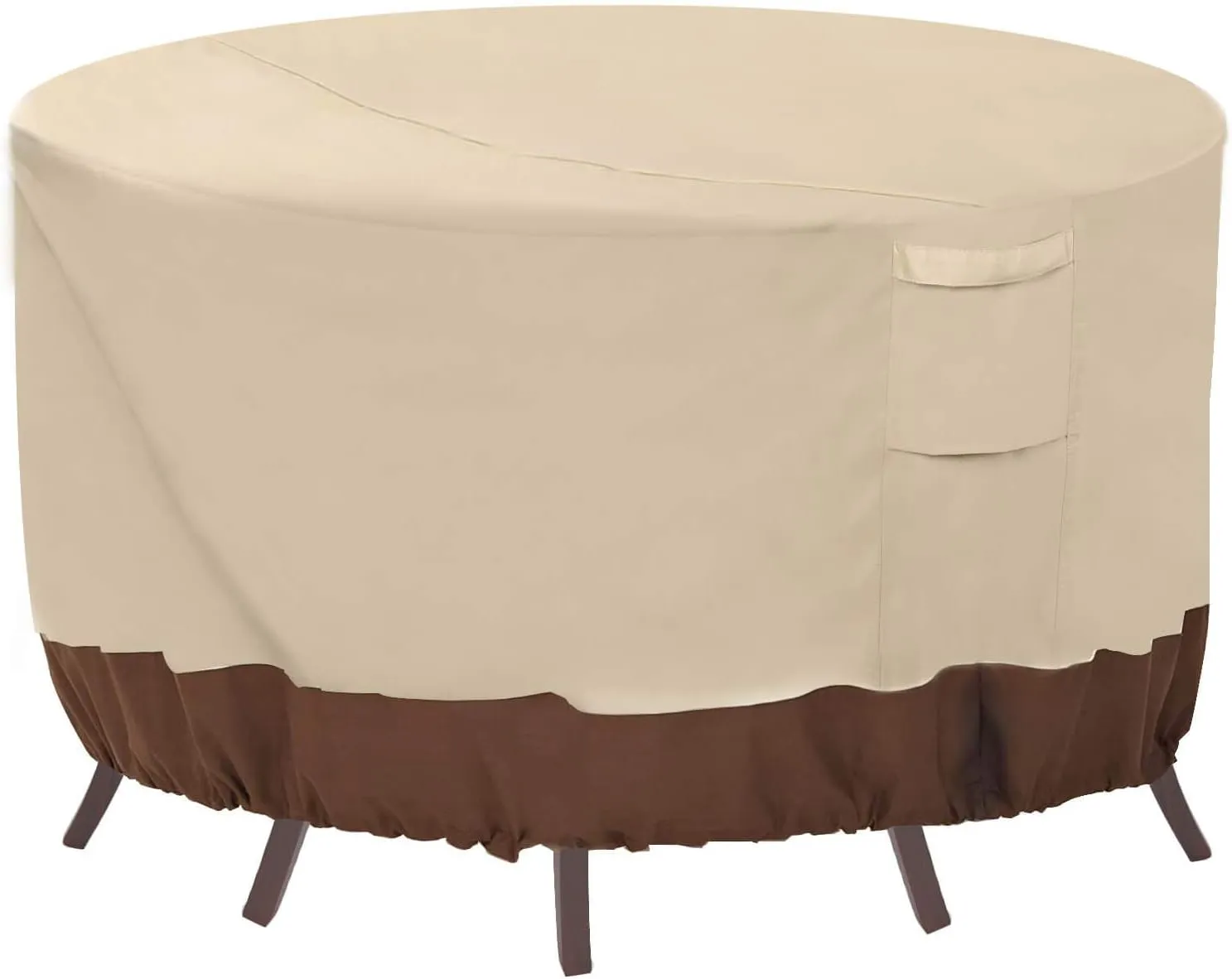 Vailge Round Patio Furniture Covers, 100% Waterproof Outdoor Table Chair Set Covers, Anti-Fading Cover for Outdoor Furniture Set, UV Resistant, 84" DIAx28 H, Beige & Brown