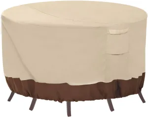 Vailge Round Patio Furniture Covers, 100% Waterproof Outdoor Table Chair Set Covers, Anti-Fading Cover for Outdoor Furniture Set, UV Resistant, 84" DIAx28 H, Beige & Brown