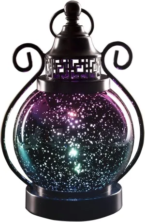 Valery Madelyn Moroccan Lanterns Decorative Indoor Color Changing, Hanging Ramadan Lantern Decorations for Home Lamp Gothic Mardi Gras Decor, Mercury Glass Sphere Globe Light, 2 Timer Modes 10.5 inch