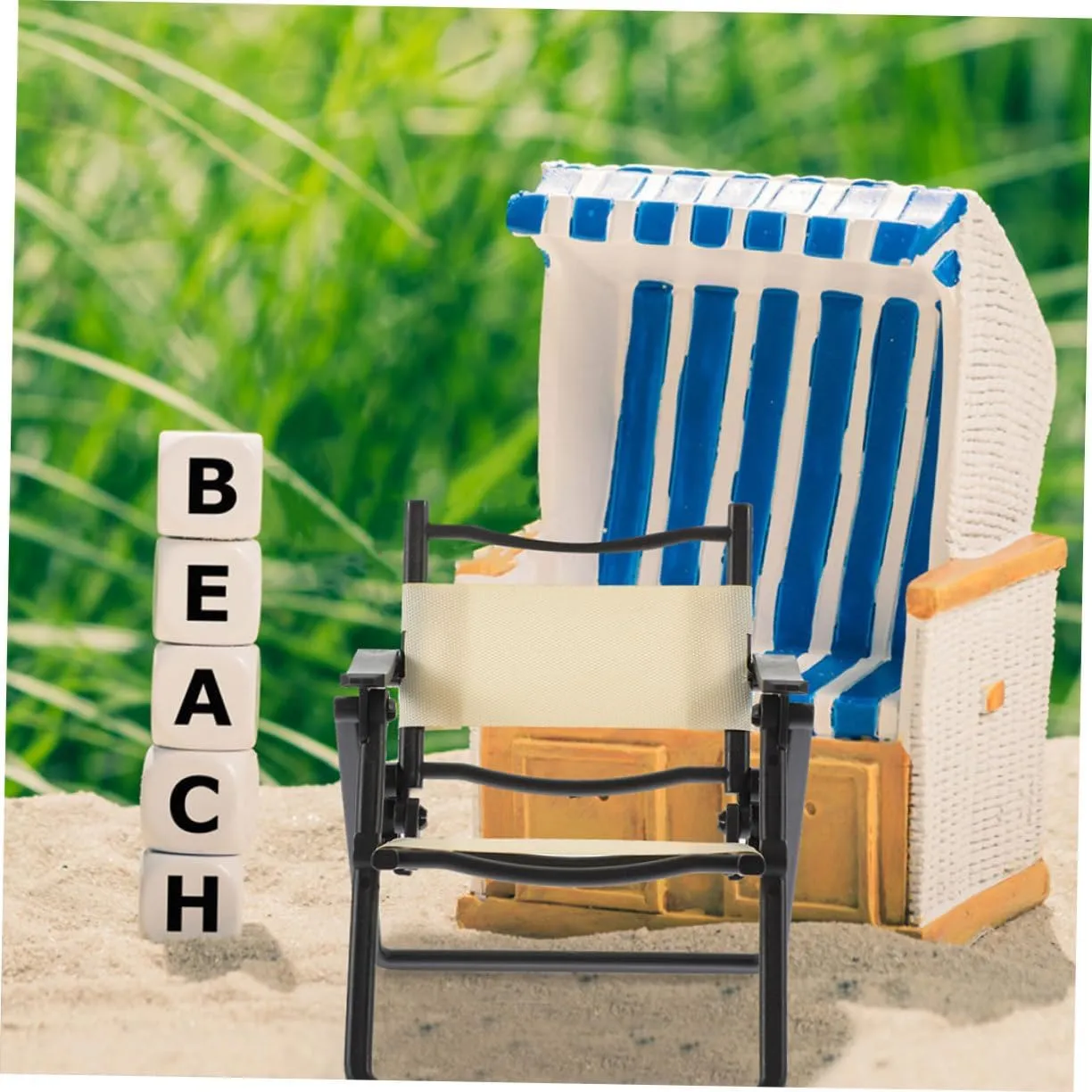 VANZACK 5sets Miniature Beach Chair Mini Beach Chair Model Micro Landscape Mini Dollhouse Accessory 2pcs*5
