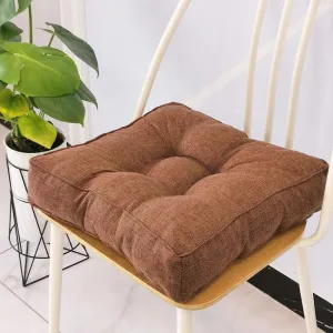 vctops Faux Linen Square Padded Chair Seat Cushion,Soft Solid Chair Pads,Comfortable Sitting for Office,Home or Car 20"x20" Coffee
