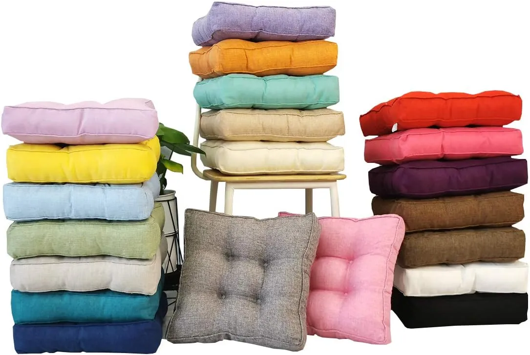 vctops Faux Linen Square Padded Chair Seat Cushion,Soft Solid Chair Pads,Comfortable Sitting for Office,Home or Car 20"x20" Coffee