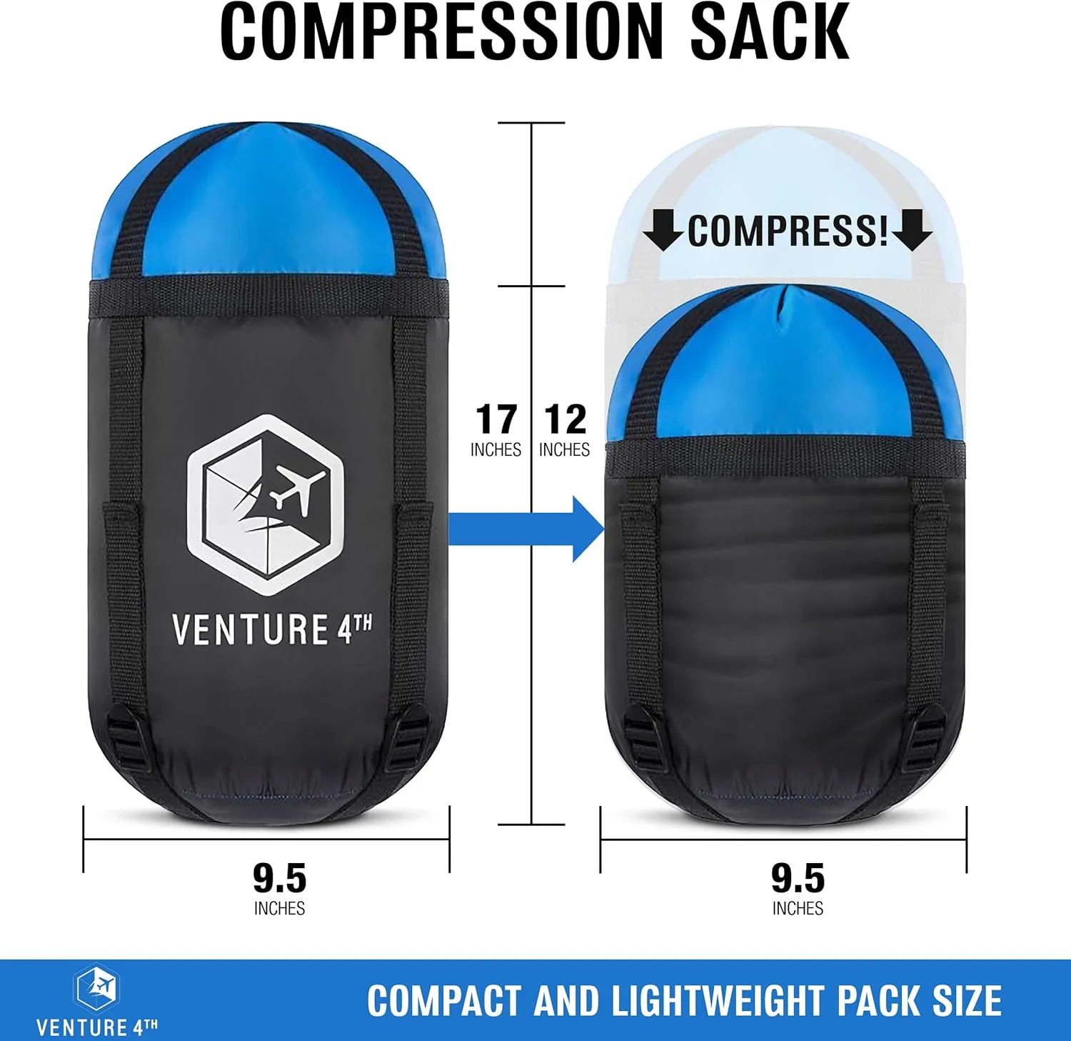 VENTURE 4TH Backpacking Sleeping Bag – XXL, Double and Single Sizes - Lightweight Warm & Cold Weather Sleeping Bags for Adults, Kids & Couples – Ideal for Hiking, Camping & Outdoor Adventures